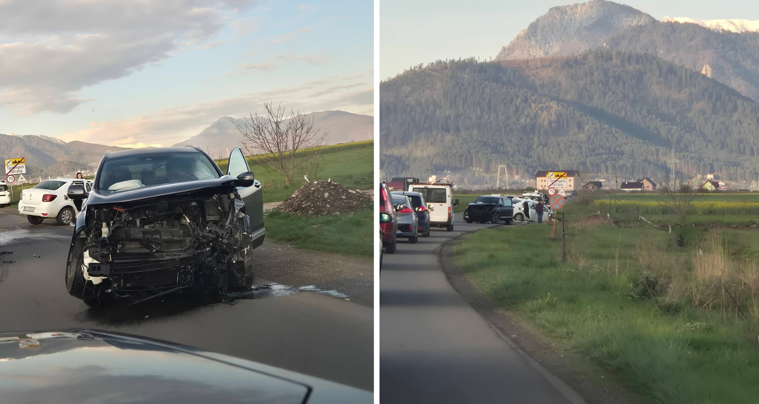 Coliziune pe drumul Săcele-Tărlungeni, trafic blocat